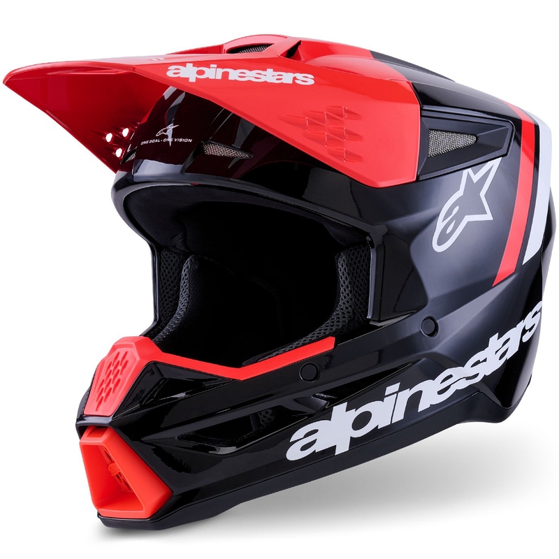 Alpinestars S-M3 Radium crosshelm zwart-fluo rood-wit