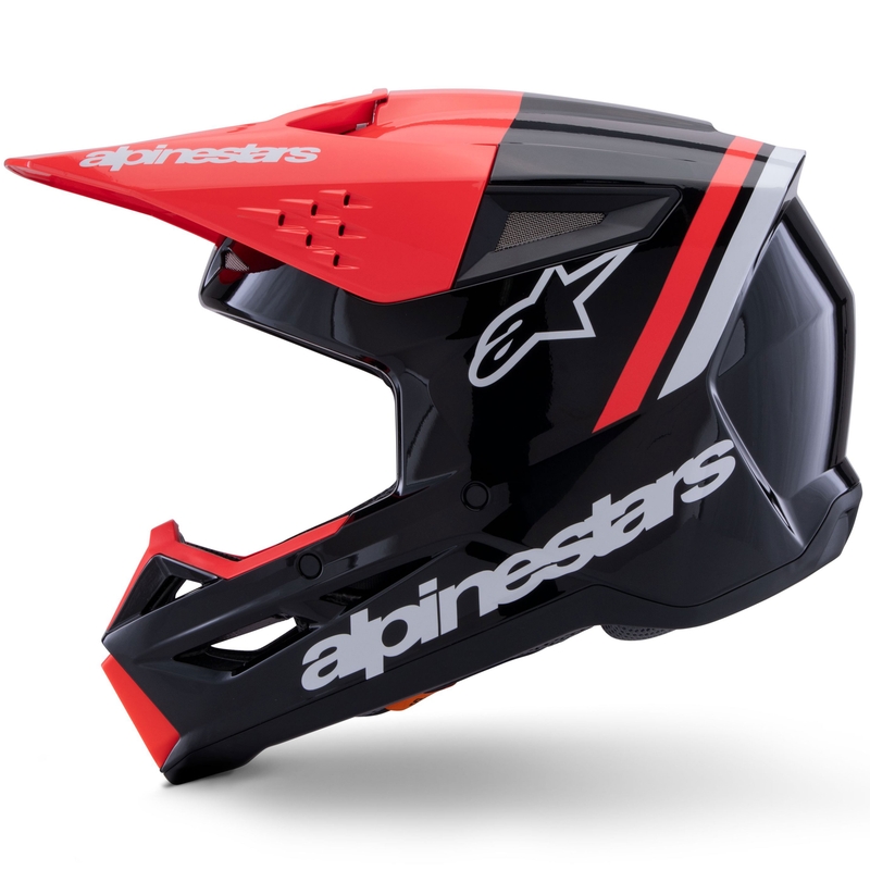 Alpinestars S-M3 Radium crosshelm zwart-fluo rood-wit