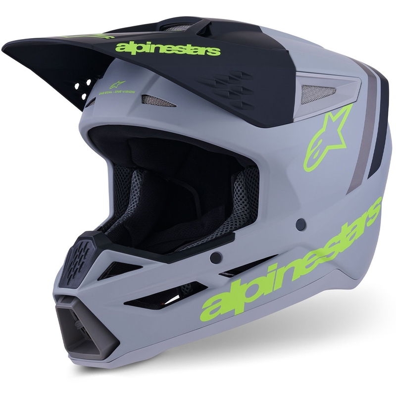 Alpinestars S-M3 Radium crosshelm matgrijs-fluorescent geel-zwart