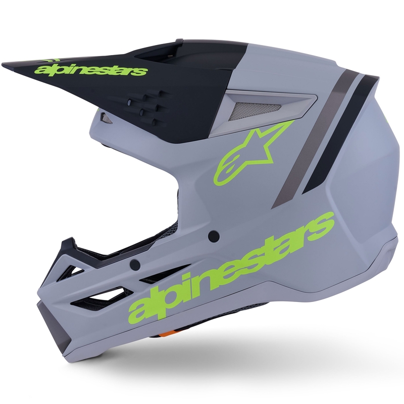 Alpinestars S-M3 Radium crosshelm matgrijs-fluorescent geel-zwart