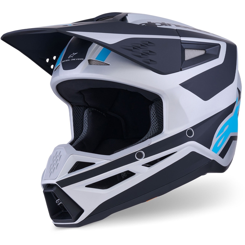 Alpinestars S-M3 Heat crosshelm zilver-blauw-zwart mat