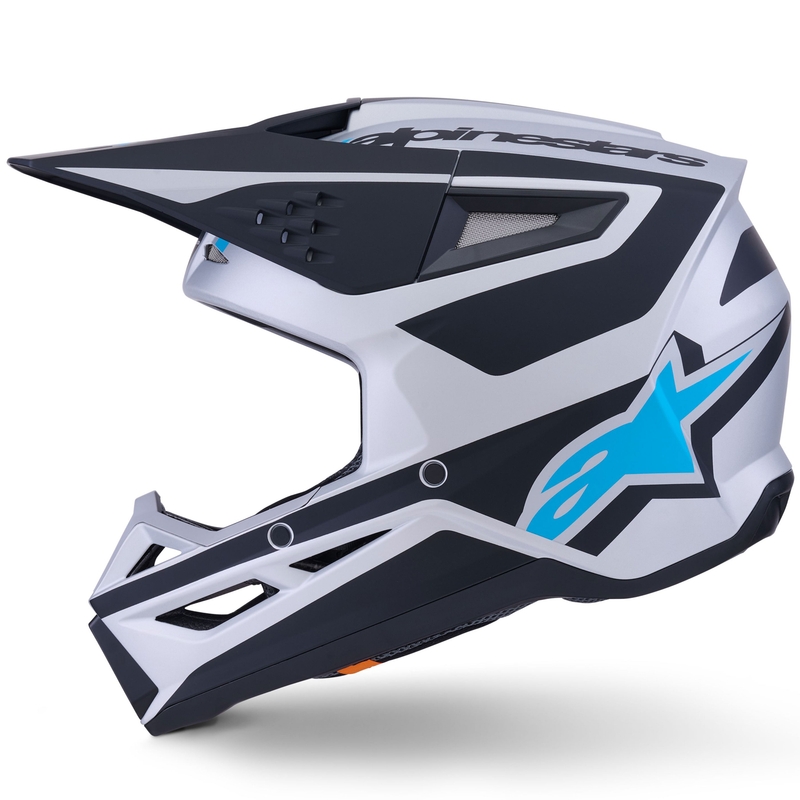 Alpinestars S-M3 Heat crosshelm zilver-blauw-zwart mat