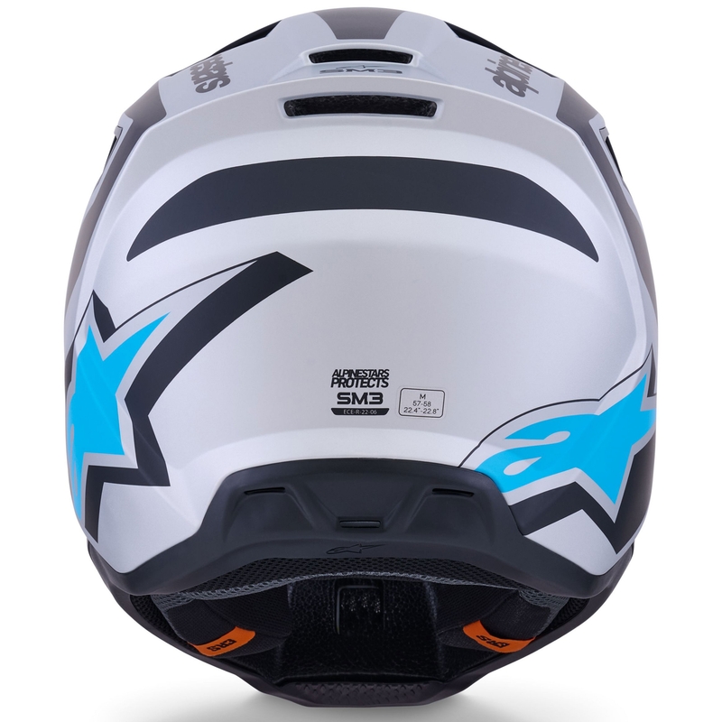 Alpinestars S-M3 Heat crosshelm zilver-blauw-zwart mat