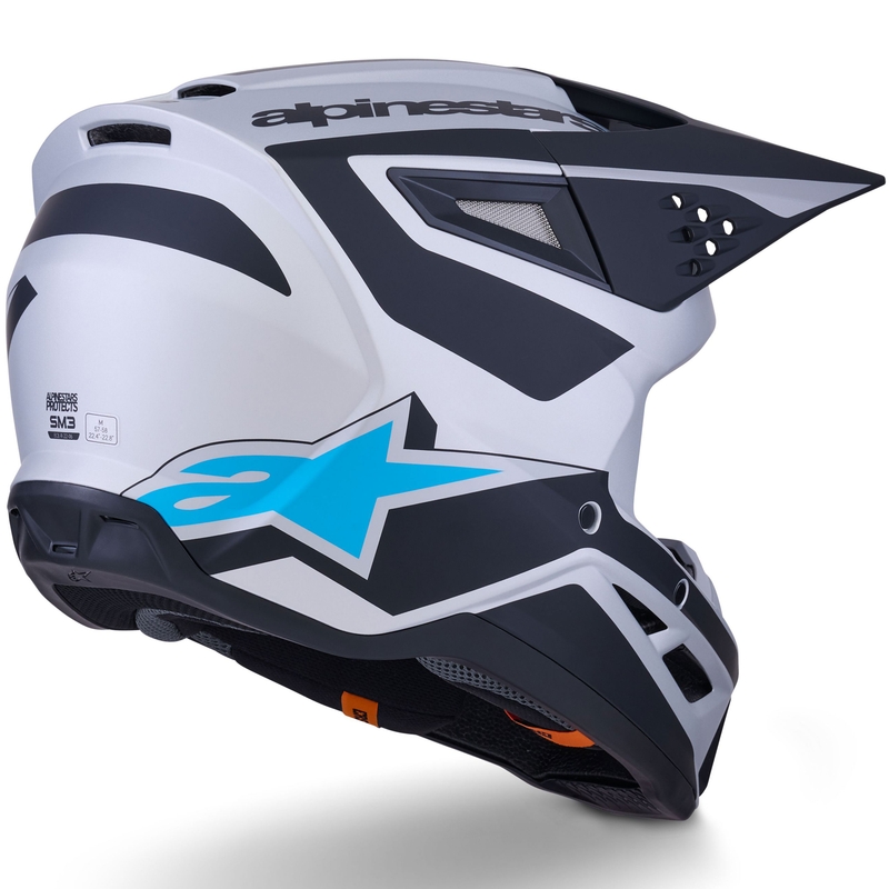 Alpinestars S-M3 Heat crosshelm zilver-blauw-zwart mat