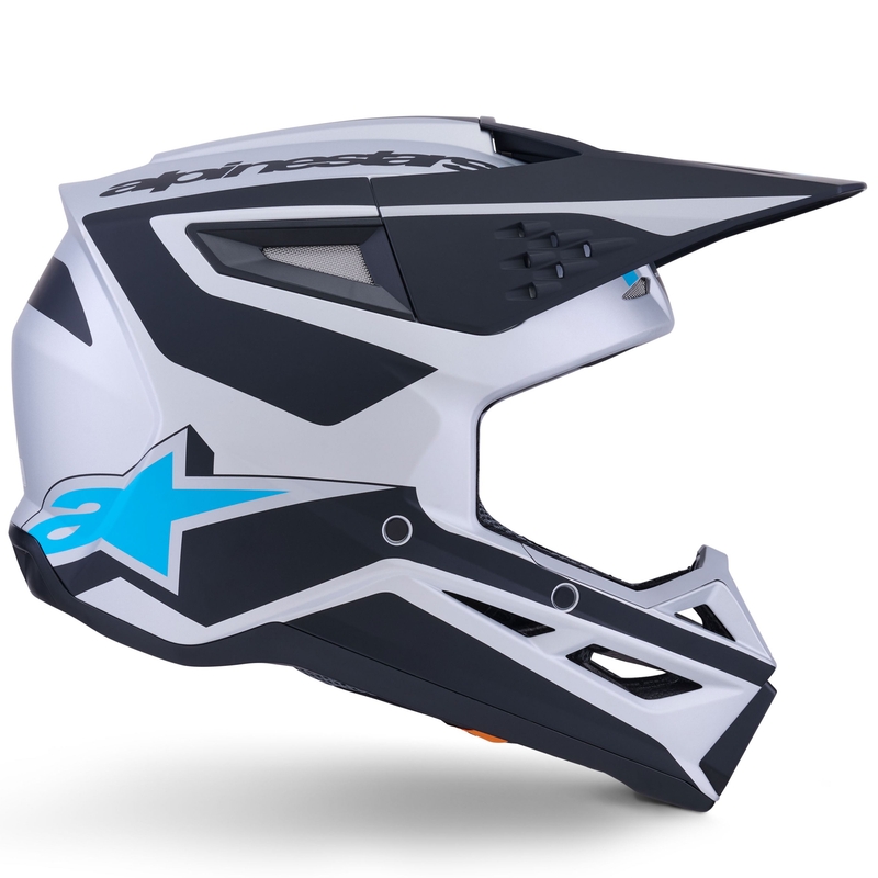 Alpinestars S-M3 Heat crosshelm zilver-blauw-zwart mat