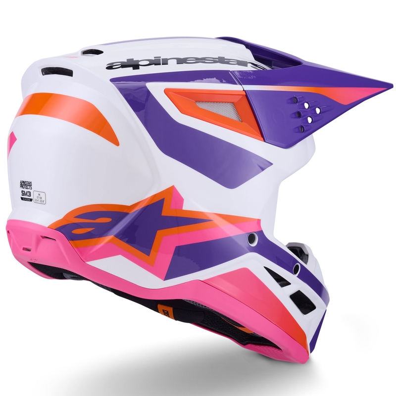 Alpinestars S-M3 Heat crosshelm wit-paars-roze