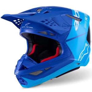 Alpinestars Supertech S-M10 Flood crosshelm blauw parelmoer-lichtblauw-zwart-carbon-mat-glanzend