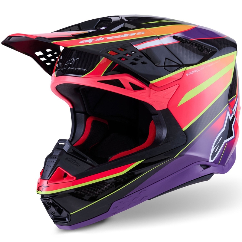 Alpinestars Supertech S-M10 Era Motocrosshelm Roze-Paars-Fluo Geel