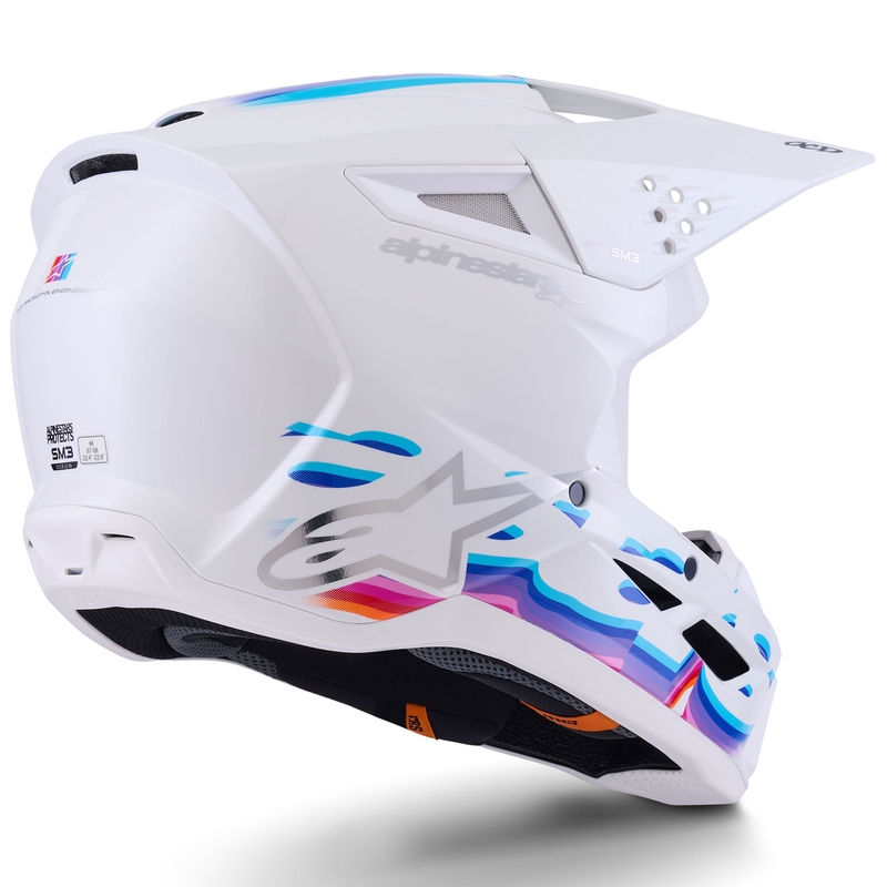 Alpinestars S-M3 Force crosshelm wit-geel-roze-paars