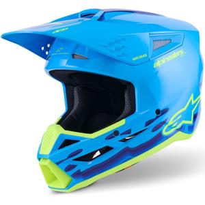 Alpinestars S-M3 Force crosshelm blauw-fluo geel