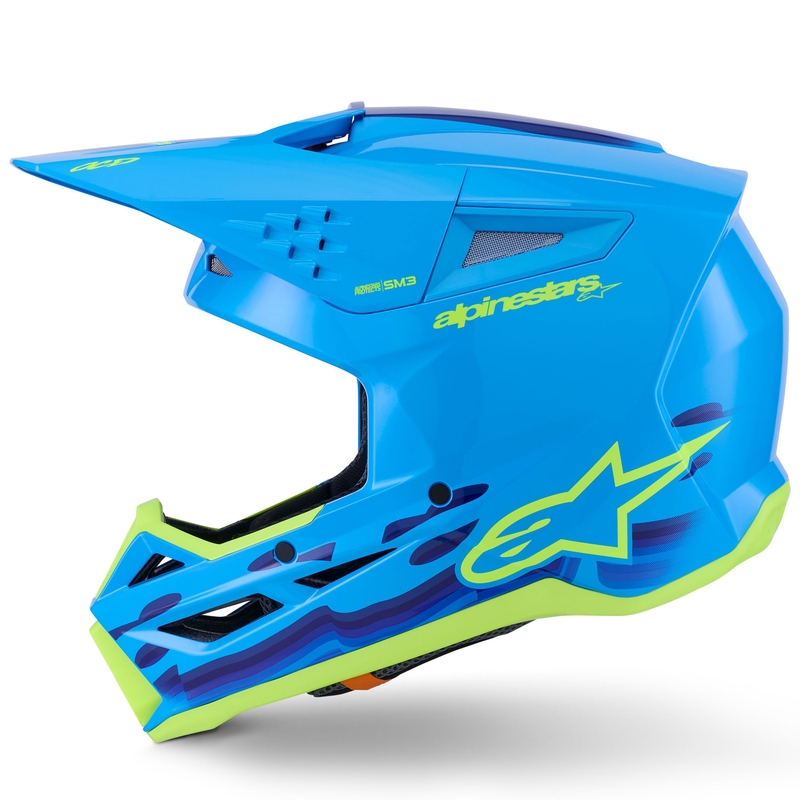Alpinestars S-M3 Force crosshelm blauw-fluo geel