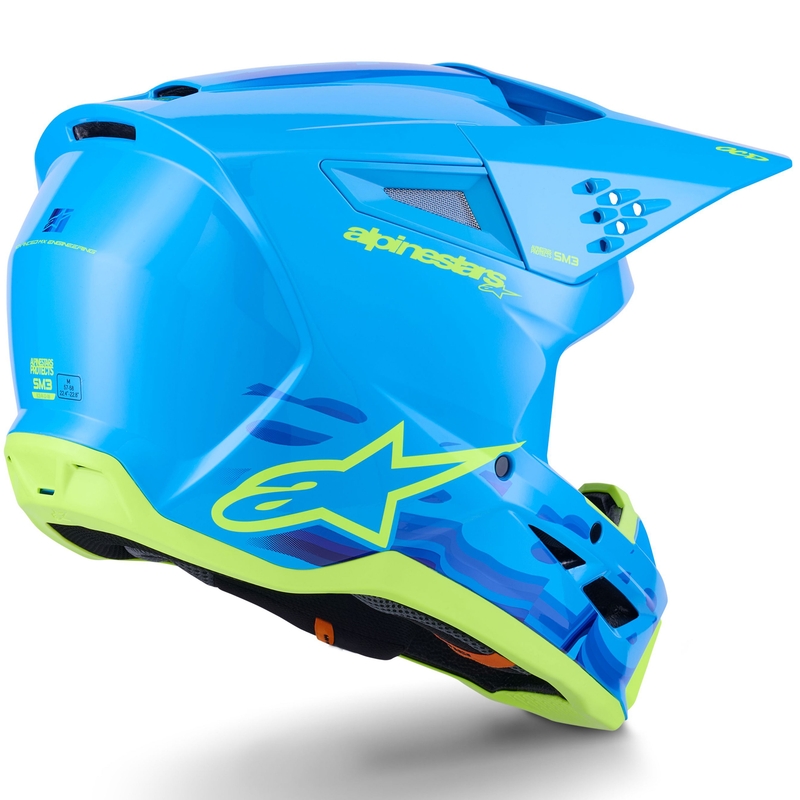 Alpinestars S-M3 Force crosshelm blauw-fluo geel