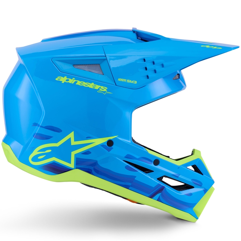 Alpinestars S-M3 Force crosshelm blauw-fluo geel