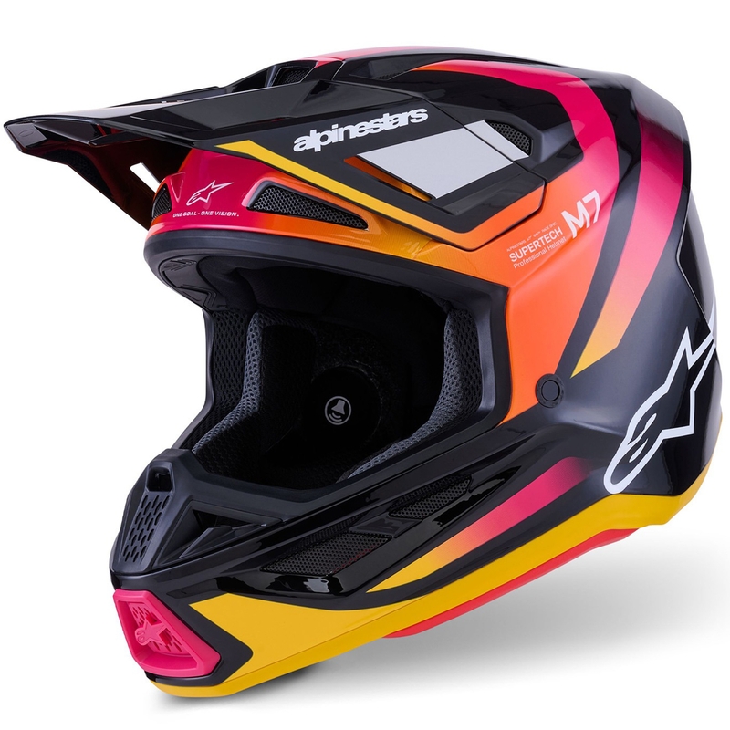 Alpinestars SM7 Rise crosshelm zwart-geel-fluo roze