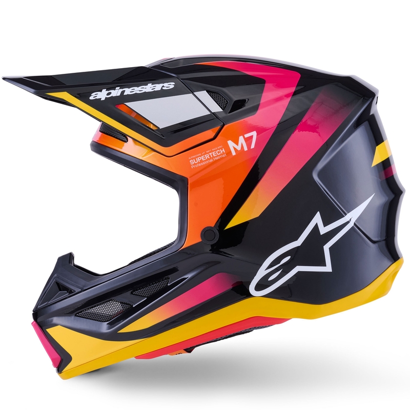 Alpinestars SM7 Rise crosshelm zwart-geel-fluo roze
