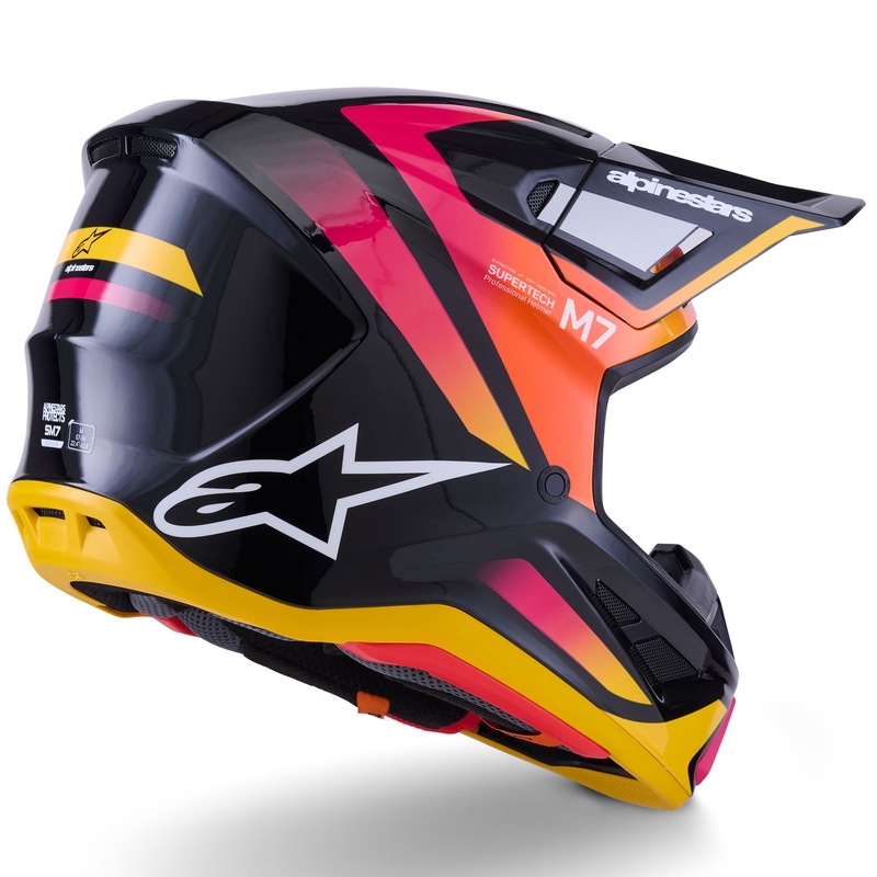 Alpinestars SM7 Rise crosshelm zwart-geel-fluo roze
