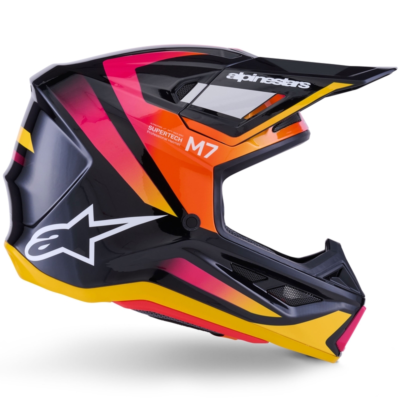Alpinestars SM7 Rise crosshelm zwart-geel-fluo roze