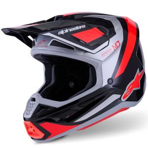 Alpinestars SM7 Rise crosshelm zwart-zilver-fluo rood