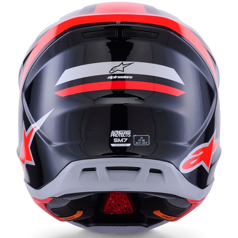 Alpinestars SM7 Rise crosshelm zwart-zilver-fluo rood