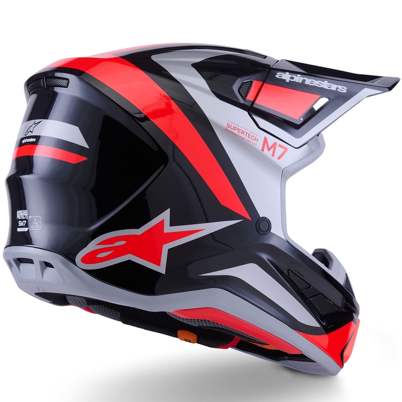 Alpinestars SM7 Rise crosshelm zwart-zilver-fluo rood