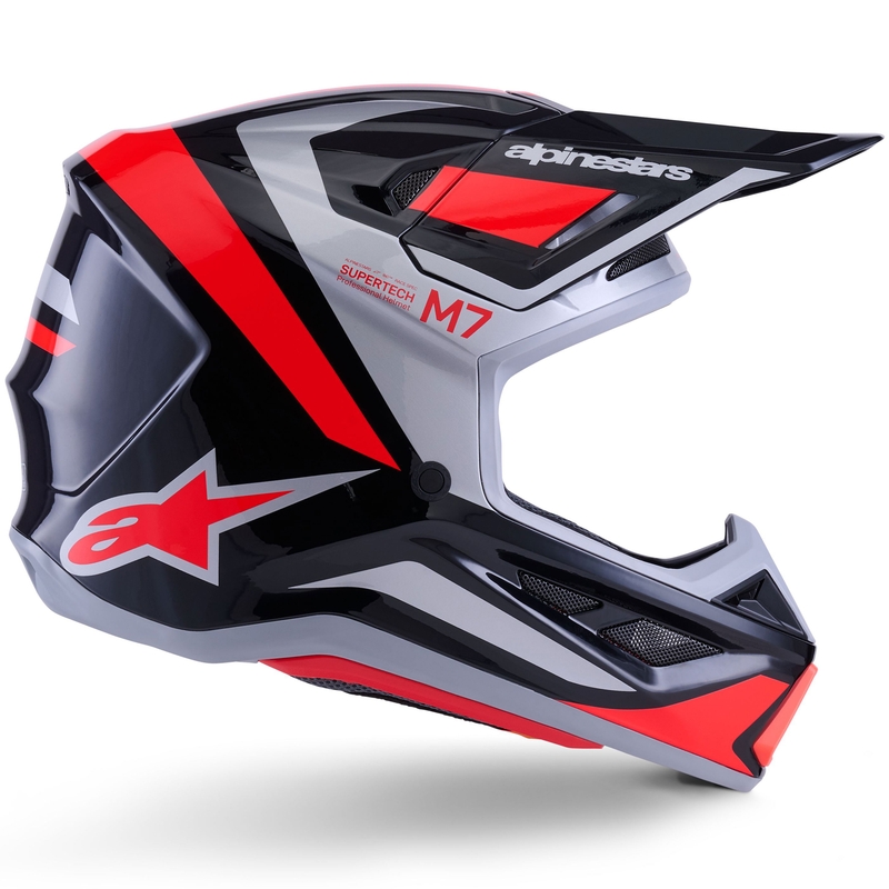 Alpinestars SM7 Rise crosshelm zwart-zilver-fluo rood