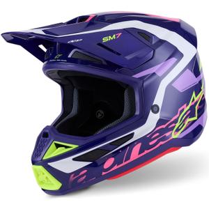 Alpinestars SM7 Deed crosshelm paars-roze-wit-fluo geel