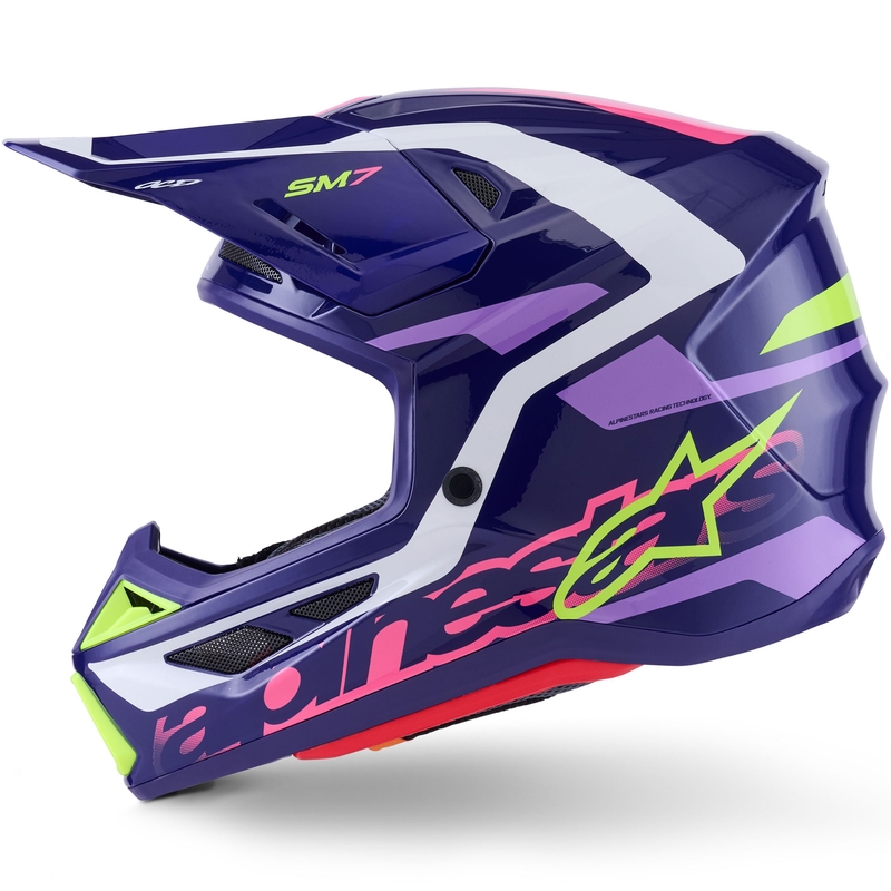 Alpinestars SM7 Deed crosshelm paars-roze-wit-fluo geel