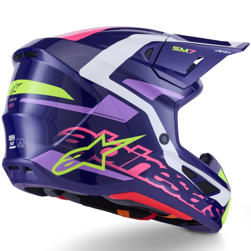 Alpinestars SM7 Deed crosshelm paars-roze-wit-fluo geel