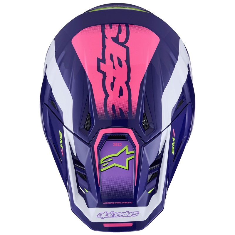 Alpinestars SM7 Deed crosshelm paars-roze-wit-fluo geel