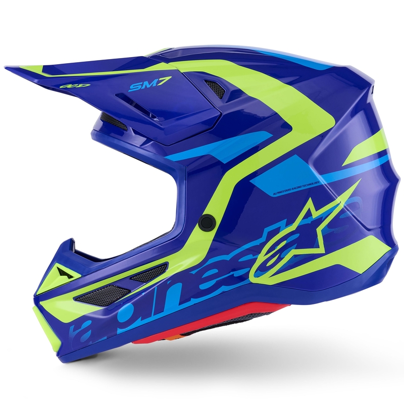 Alpinestars SM7 Deed crosshelm blauw-fluo geel