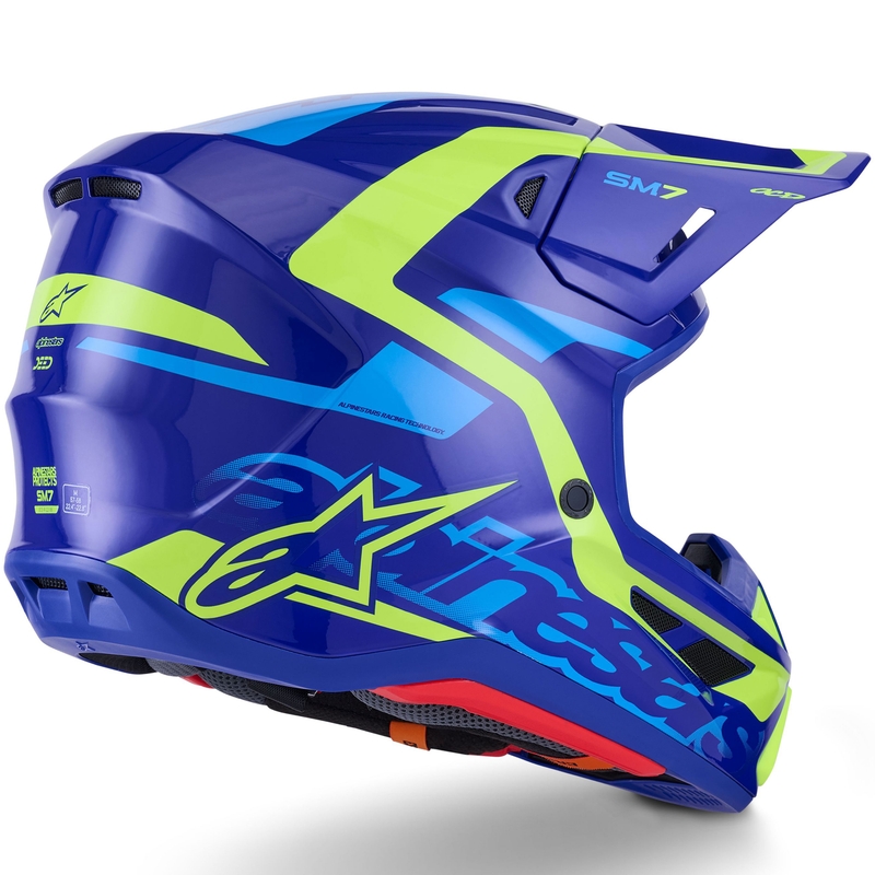 Alpinestars SM7 Deed crosshelm blauw-fluo geel