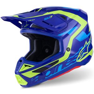 Alpinestars SM7 Deed crosshelm blauw-fluo geel