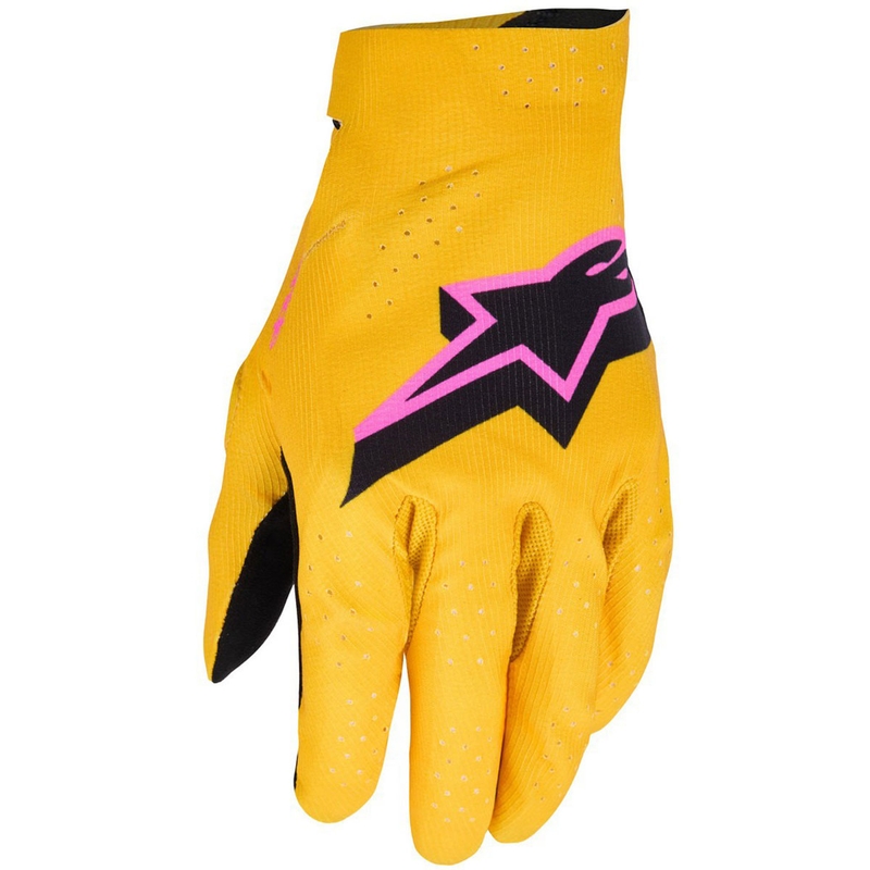 Alpinestars Supertech MX crosshandschoenen goud-zwart-fluo roze