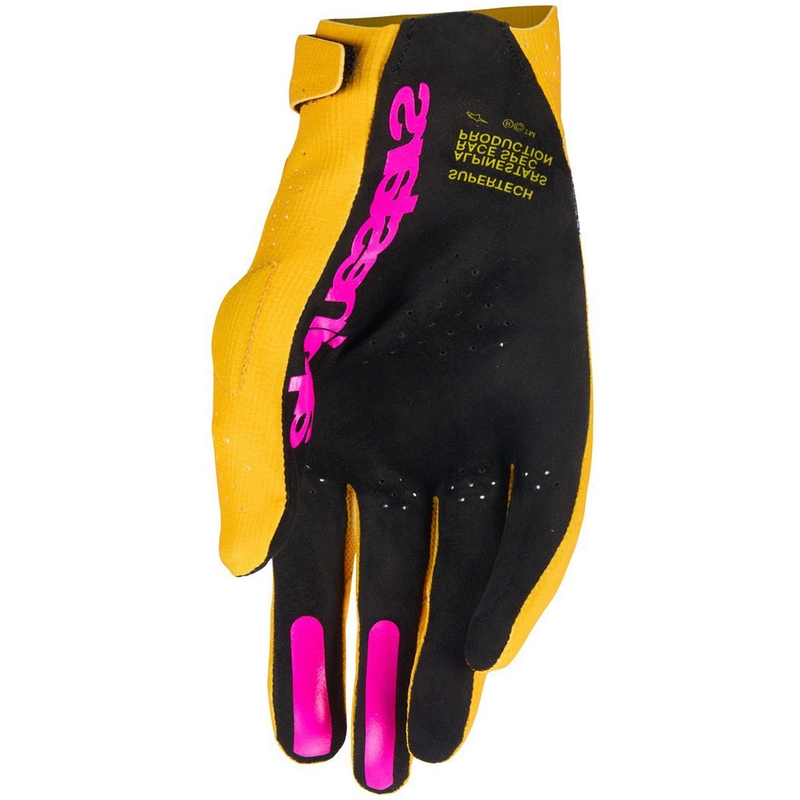 Alpinestars Supertech MX crosshandschoenen goud-zwart-fluo roze