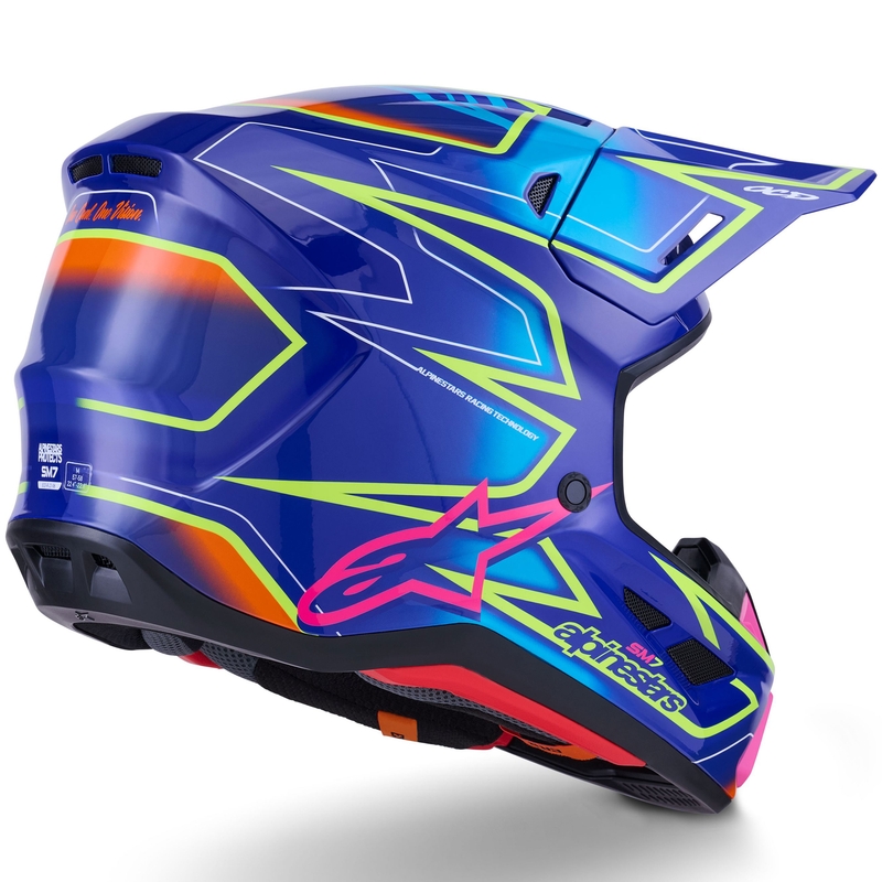 Alpinestars SM7 Cast crosshelm blauw-roze-fluo geel