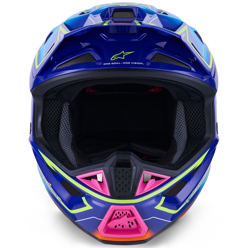 Alpinestars SM7 Cast crosshelm blauw-roze-fluo geel