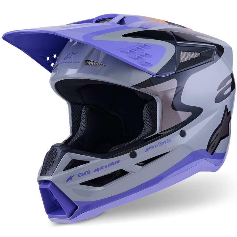 Alpinestars S-M3 JETT LAWRENCE edition crosshelm grijs-paars-zwart