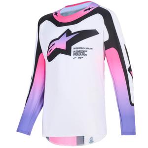Alpinestars Supertech Vista Jeugd Kinder Motocross Jersey Wit-Paars-Zwart
