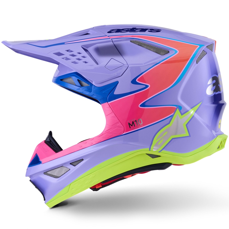 Alpinestars S-M10 JETT LAWRENCE R01 crosshelm paars-fluo roze-fluo geel