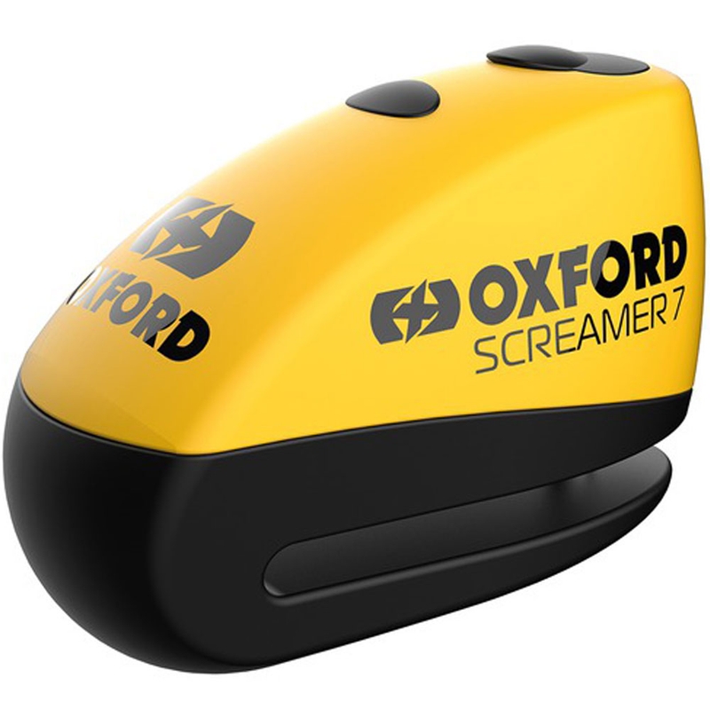 Oxford Screamer 7 schijfremslot met geïntegreerd alarm geel-zwart