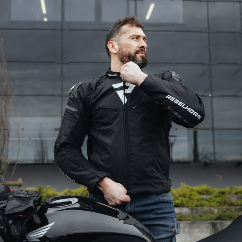 Rebelhorn Vandal motorjack zwart-wit