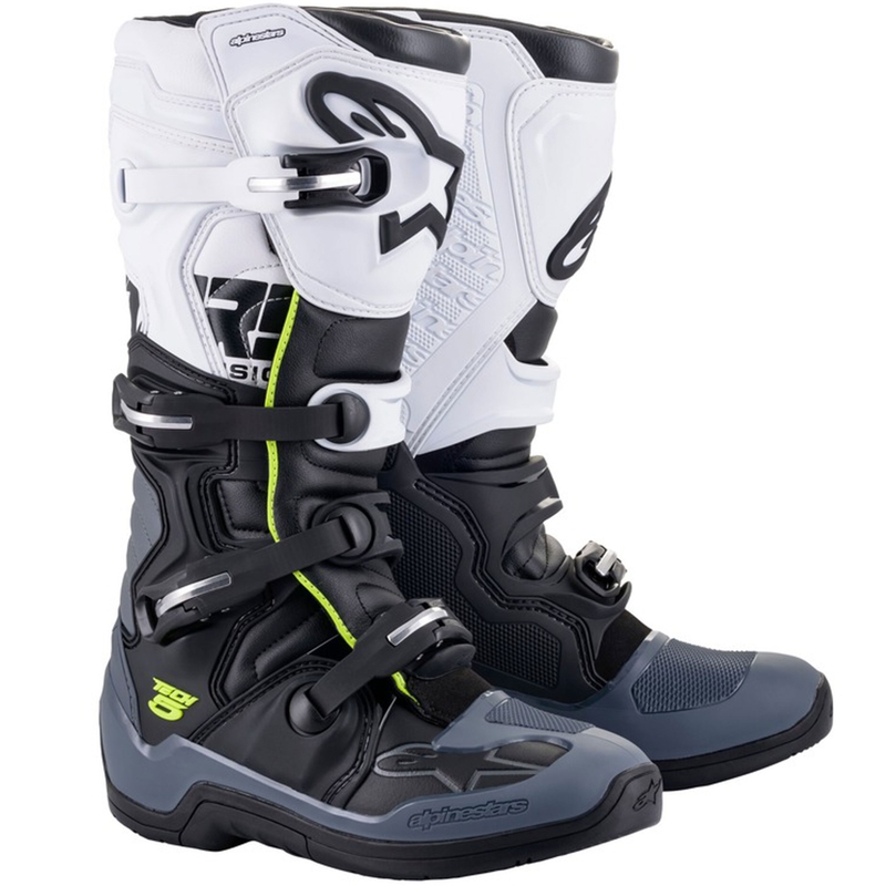 Alpinestars TECH 5 motorlaarzen zwart-grijs-wit-fluogeel