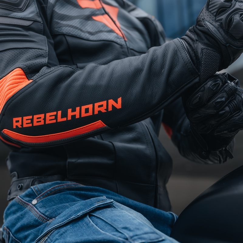 Rebelhorn Vandal leren motorjack zwart-rood