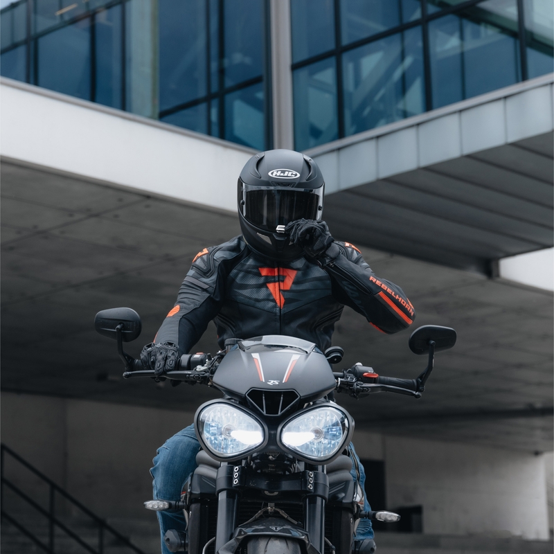 Rebelhorn Vandal leren motorjack zwart-rood