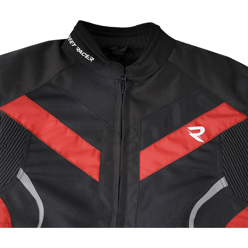 Dames motorjack Street Racer Betty II Air zwart-rood