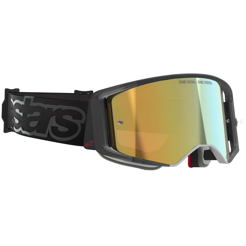 Alpinestars Supertech Vision Vista crossbril zwart met spiegelende gouden lens