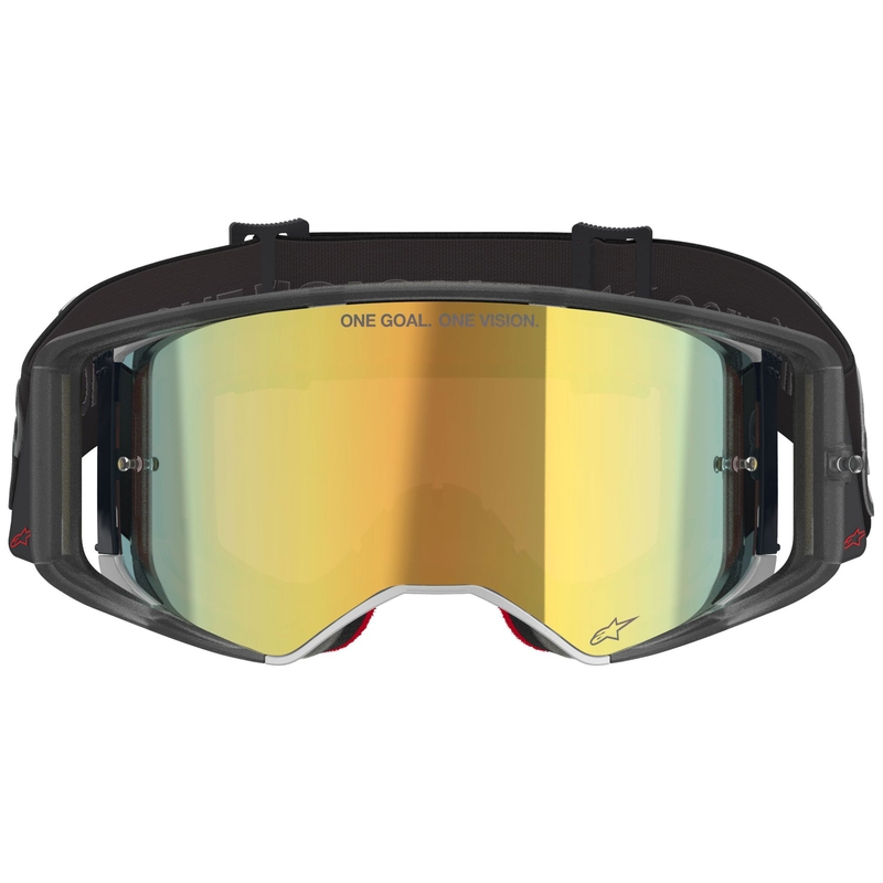 Alpinestars Supertech Vision Vista crossbril zwart met spiegelende gouden lens
