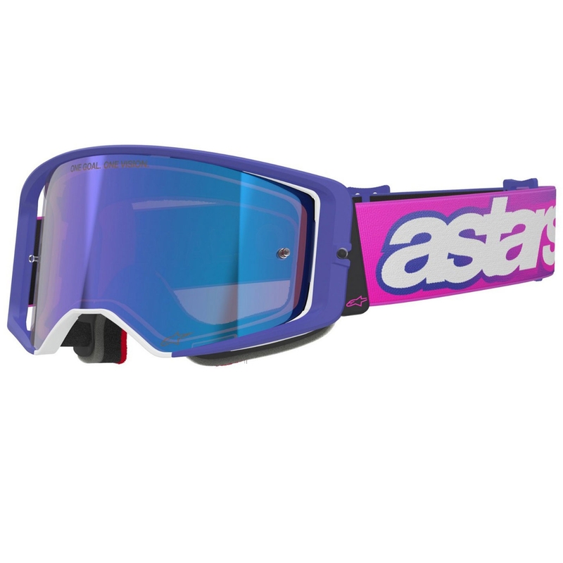 Alpinestars Supertech Vision Vista crossbril paars-fluo roze met spiegelende blauwe lens