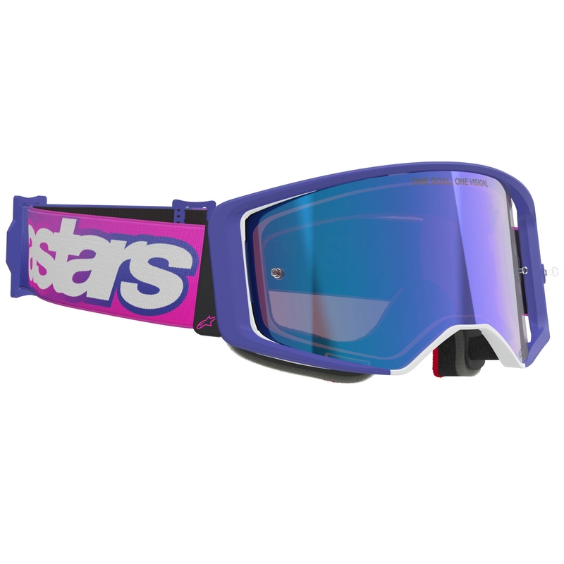 Alpinestars Supertech Vision Vista crossbril paars-fluo roze met spiegelende blauwe lens