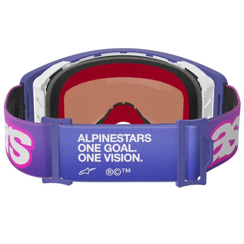 Alpinestars Supertech Vision Vista crossbril paars-fluo roze met spiegelende blauwe lens